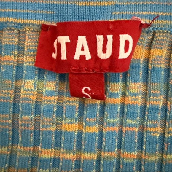 STAUD Edesia Rib Knit Bodycon Midi Dress Halter Size Small Open Back Stretch - Picture 7 of 13